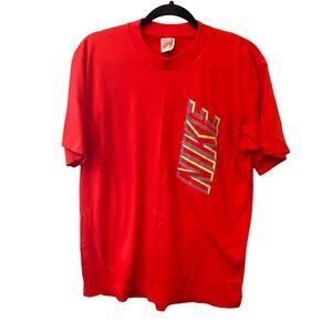 Vintage‎ Nike Spellout T Shirt Mens XL 44-46 Red  Crew Neck Short Sleeve 80s USA